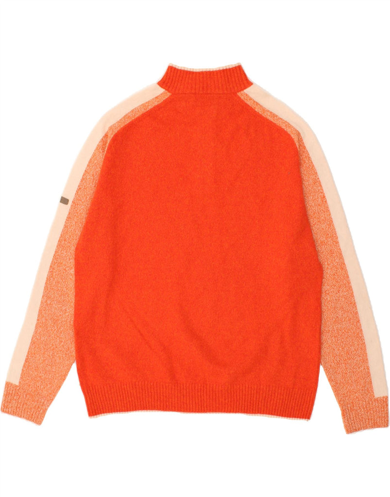 NAVIGARE Womens Zip Neck Jumper Sweater UK 16 Large Orange Colourblock | Vintage Navigare | Thrift | Second-Hand Navigare | Used Clothing | Messina Hembry 