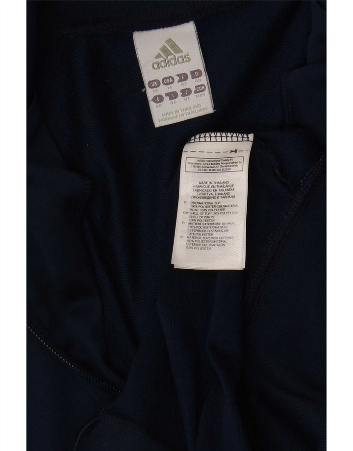 Adidas Womens Tracksuit Top Jacket UK 14 Medium Navy Blue Polyester