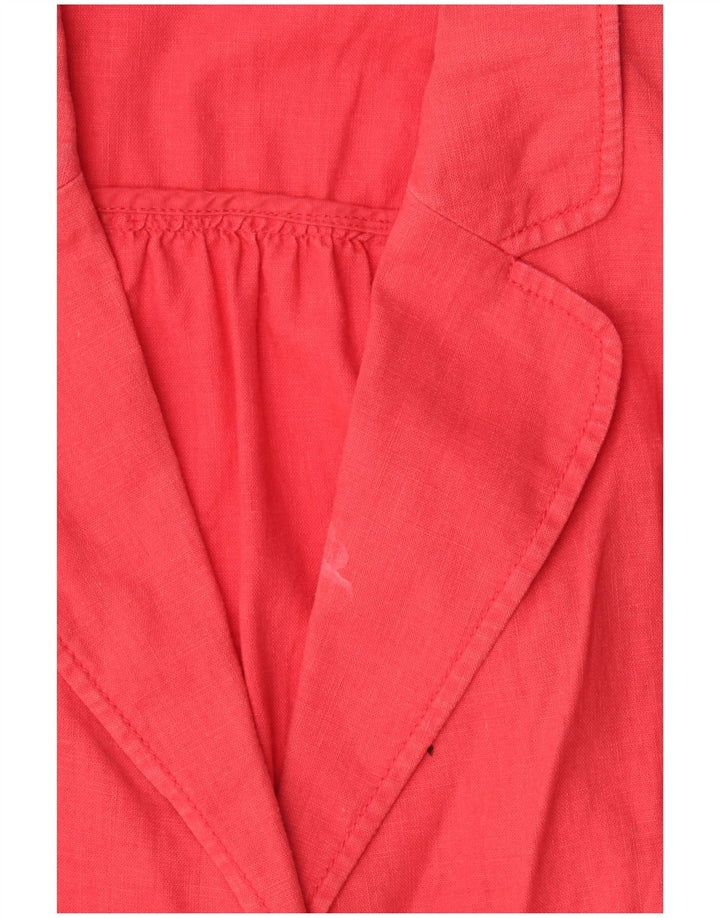 Marks & Spencer Womens 3/4 Sleeve 1 Button Blazer Jacket UK 18 XL Red Linen