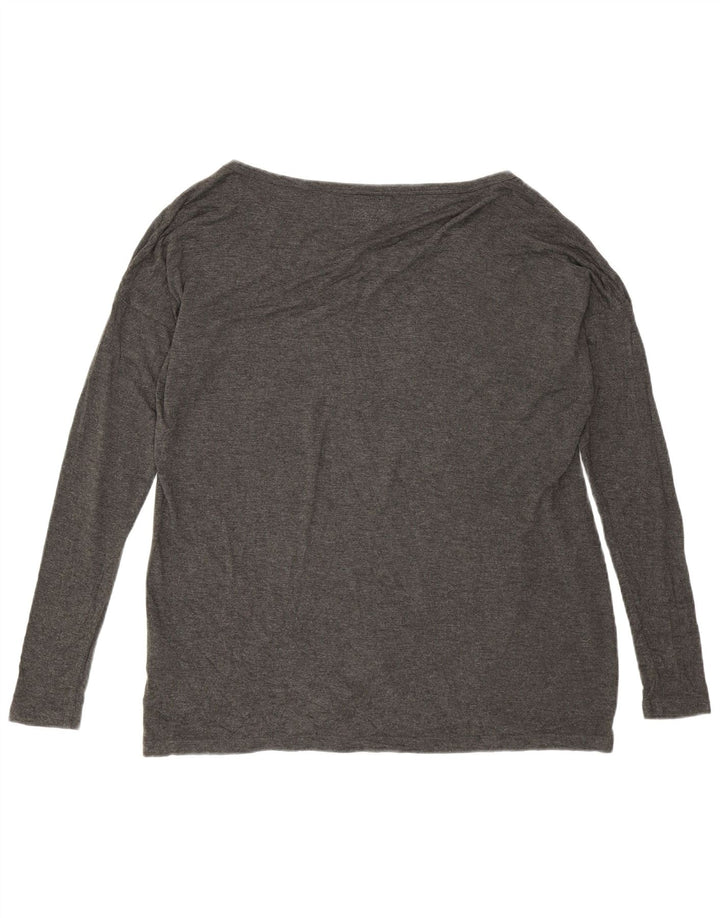 Gaudi Womens Oversized Graphic Top Long Sleeve UK 10 Small Grey Viscose