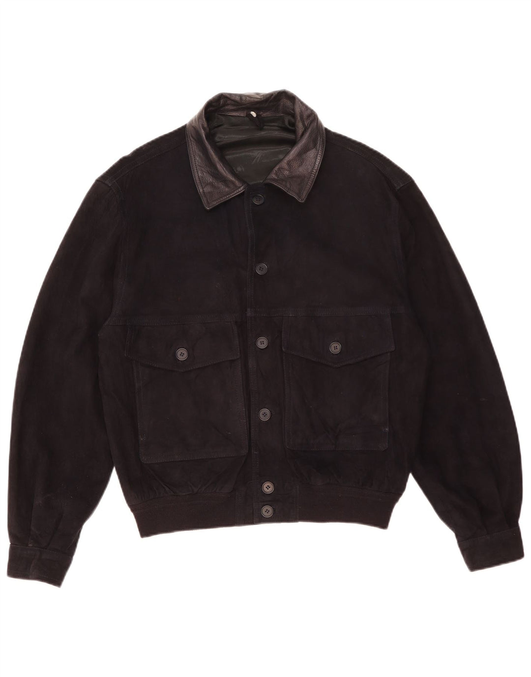 Vintage Mens Suede Bomber Jacket IT 52 XL Black Leather