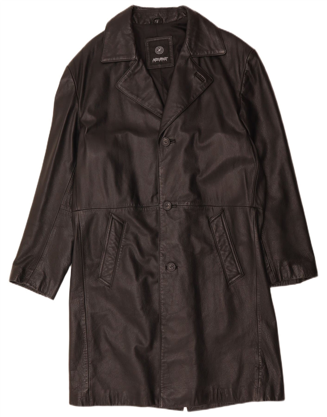 JOHN DEVIN Mens Leather Coat UK 38 Medium Black Leather