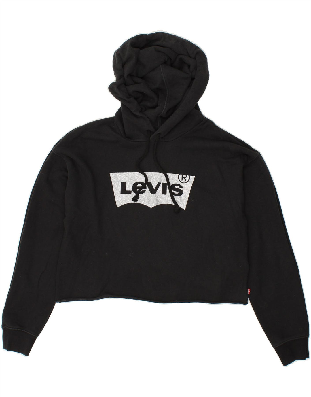LEVI'S Womens Crop Hoodie Jumper UK 6 XS Black Cotton Vintage Levi's and Second-Hand Levi's from Messina Hembry 