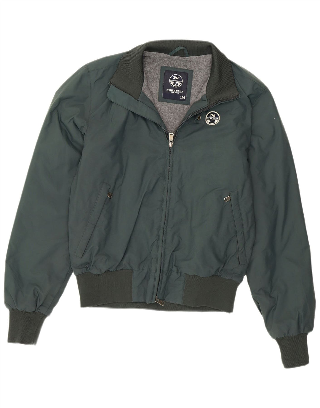 North Sails Mens Bomber Jacket UK 38 Medium Green Nylon