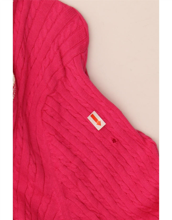 TOMMY HILFIGER Womens Boat Neck Jumper Sweater UK 14 Large Pink Cotton