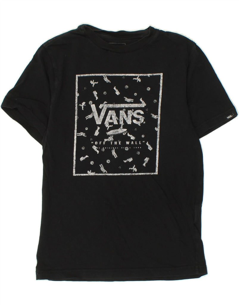 VANS Girls Custom Fit Graphic T-Shirt Top 13-14 Years Large Black Cotton | Vintage Vans | Thrift | Second-Hand Vans | Used Clothing | Messina Hembry 