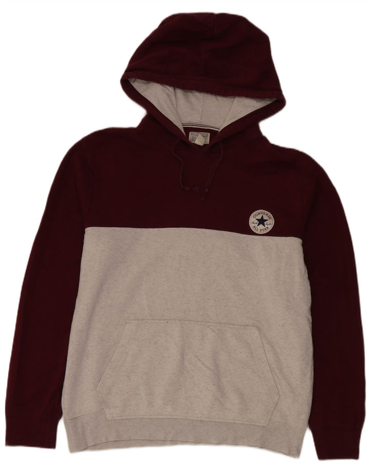 Converse Mens Hoodie Jumper Large Grey Colourblock Cotton