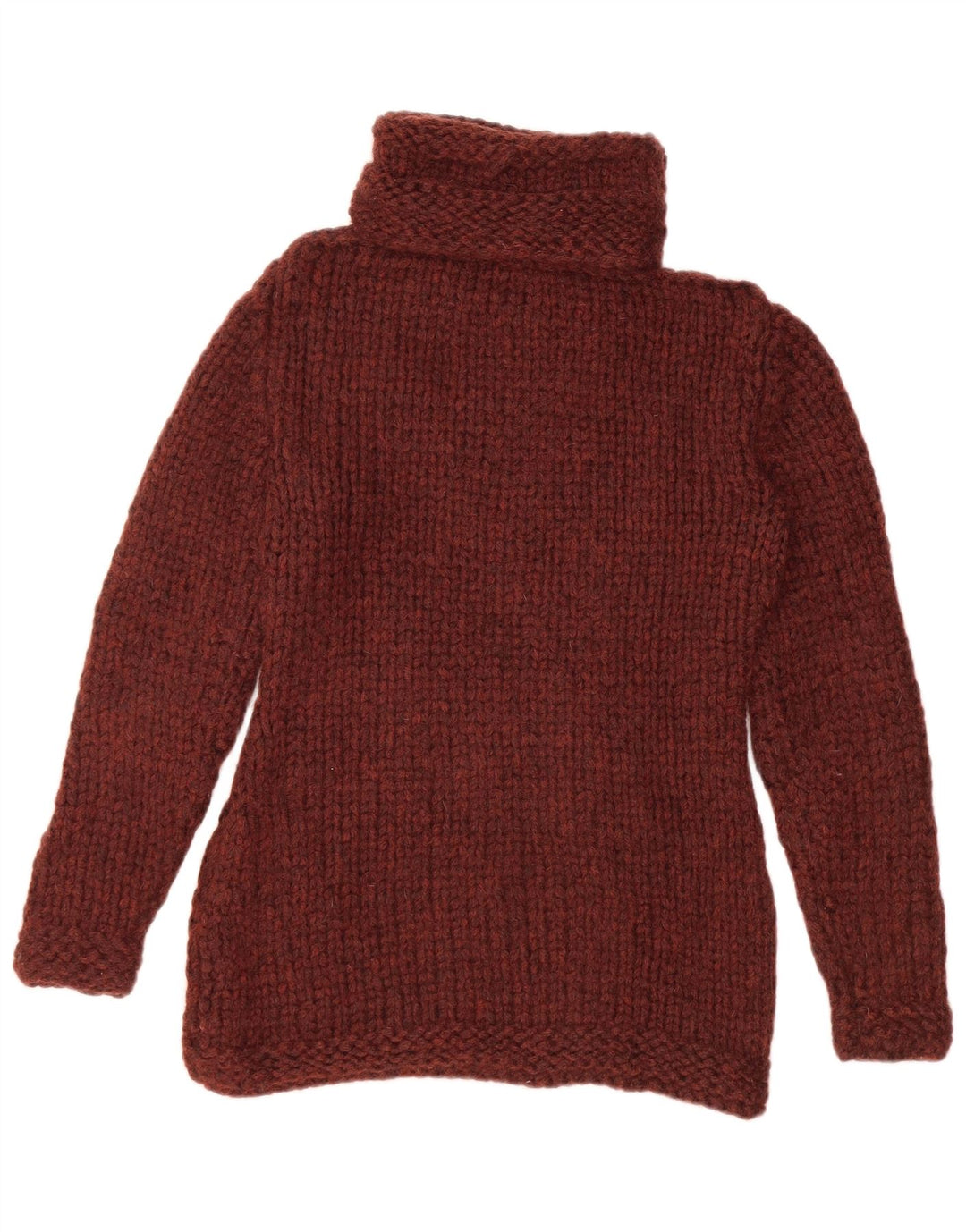 Vintage Womens Roll Neck Jumper Sweater UK 10 Small Burgundy