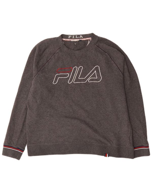Fila Mens Graphic Sweatshirt Jumper XL Grey Flecked Cotton