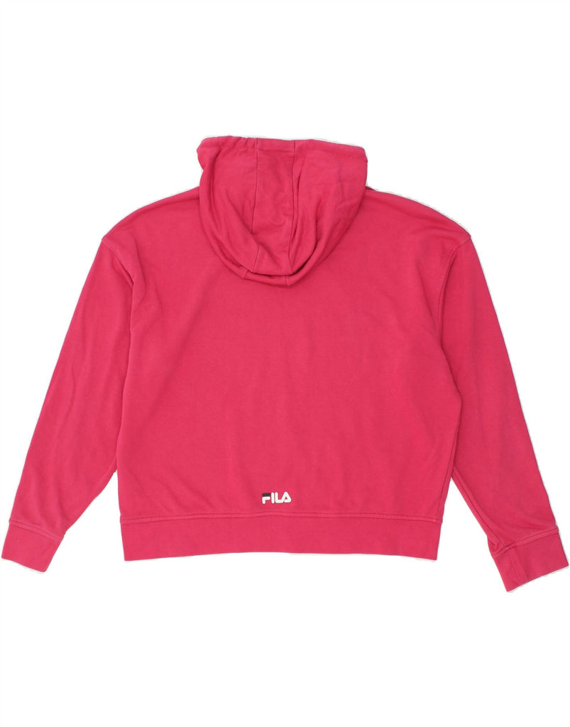 FILA Womens Graphic Hoodie Jumper UK 16 Large Pink Cotton | Vintage Fila | Thrift | Second-Hand Fila | Used Clothing | Messina Hembry 