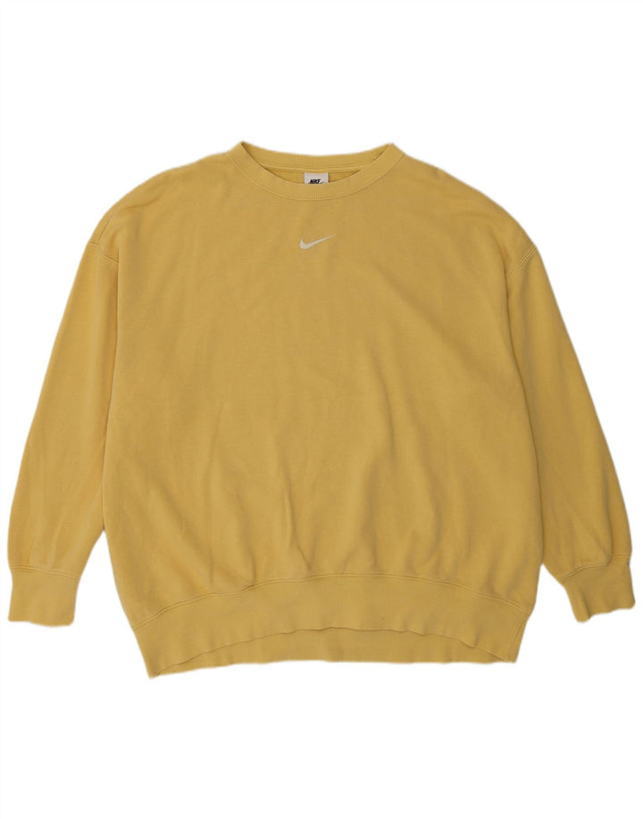 Nike Mens Relaxed Fit Sweatshirt Jumper Large Yellow Cotton 90s