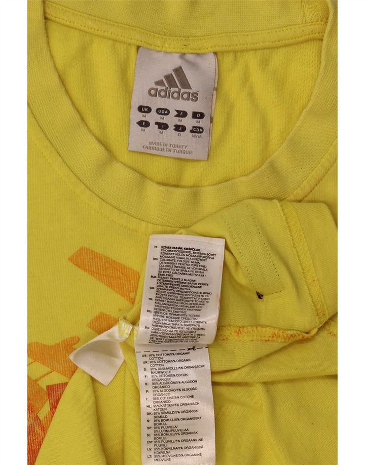 Adidas Mens Graphic T-Shirt Top Medium Yellow Cotton