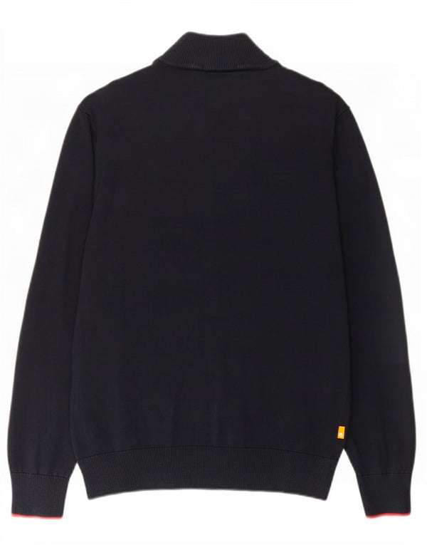 Timberland Mens Cardigan Sweater Large Navy Blue Cotton