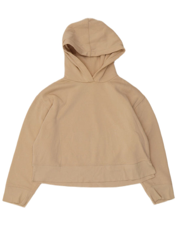 Zara Womens Crop Hoodie Jumper UK 16 Large Beige Cotton