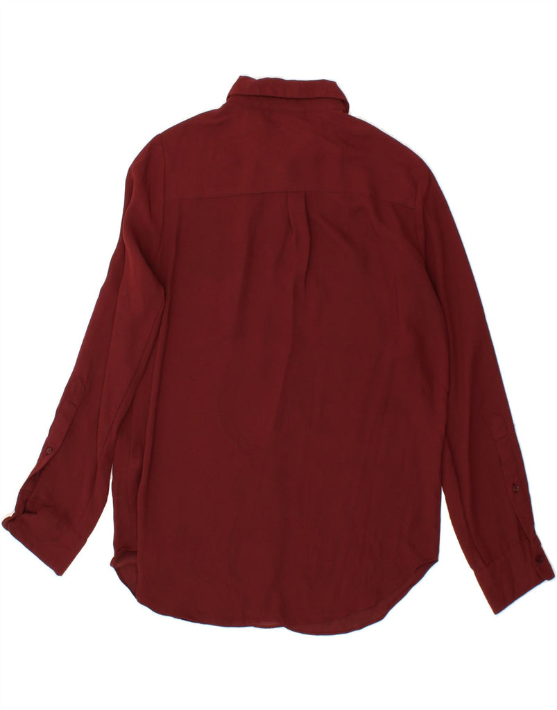 MOSSIMO Womens Longline Loose Fit Shirt Blouse UK 14 Medium Maroon Vintage Mossimo and Second-Hand Mossimo from Messina Hembry 
