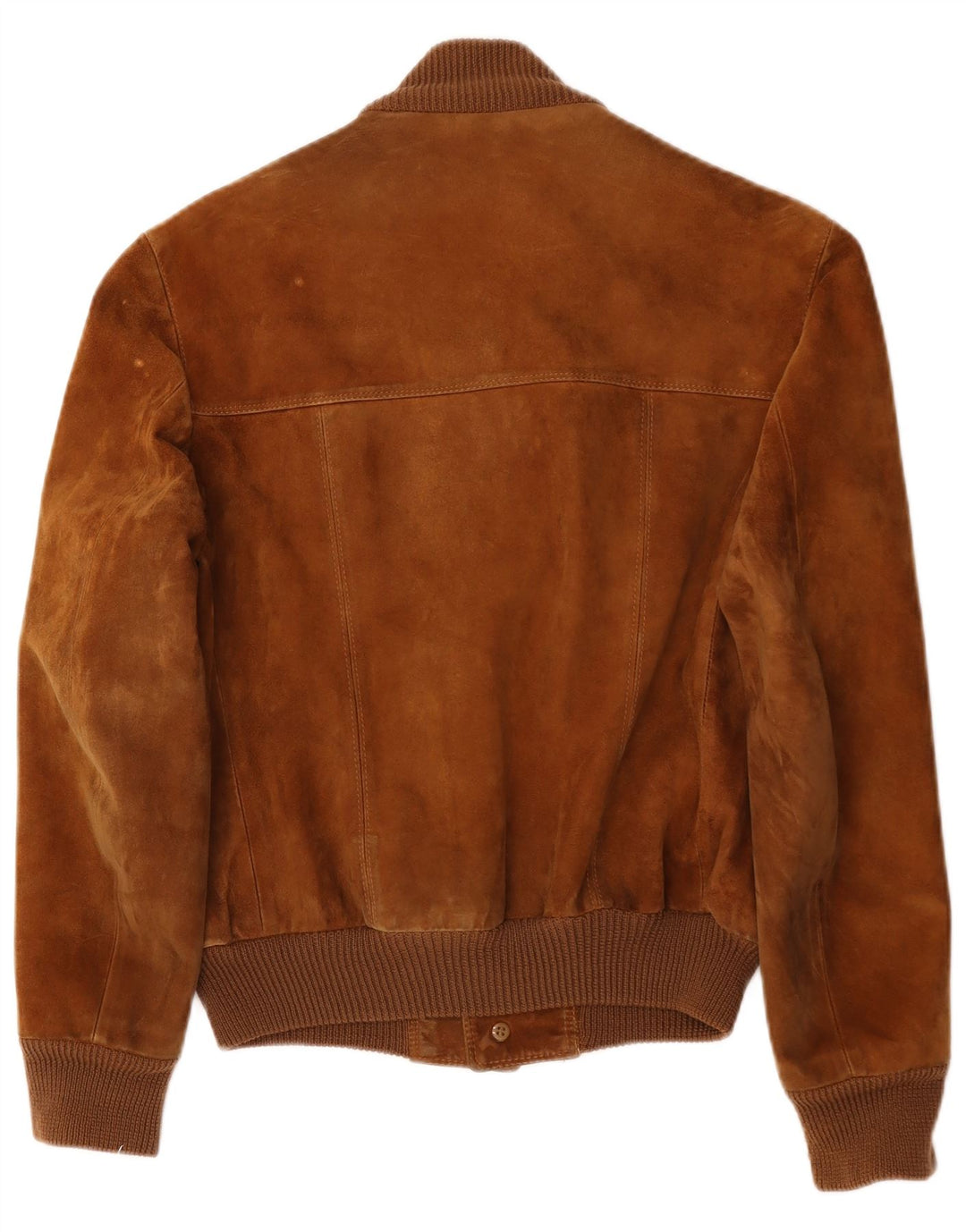 Vintage Mens Suede Bomber Jacket UK 38 Medium Brown Leather