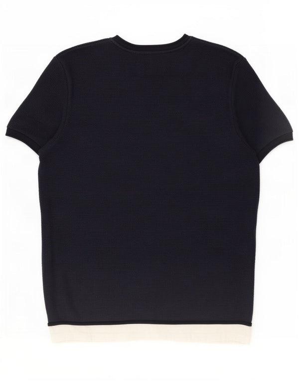 Zara Mens T-Shirt Top Large Navy Blue Colourblock