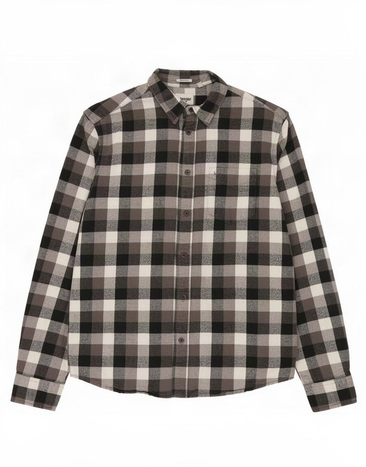 Wrangler Mens Regular Fit Flannel Shirt Small Grey Check Cotton