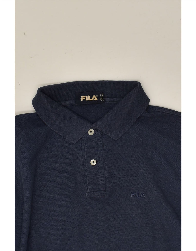 FILA Mens Long Sleeve Polo Shirt Small Navy Blue Cotton | Vintage Fila | Thrift | Second-Hand Fila | Used Clothing | Messina Hembry 