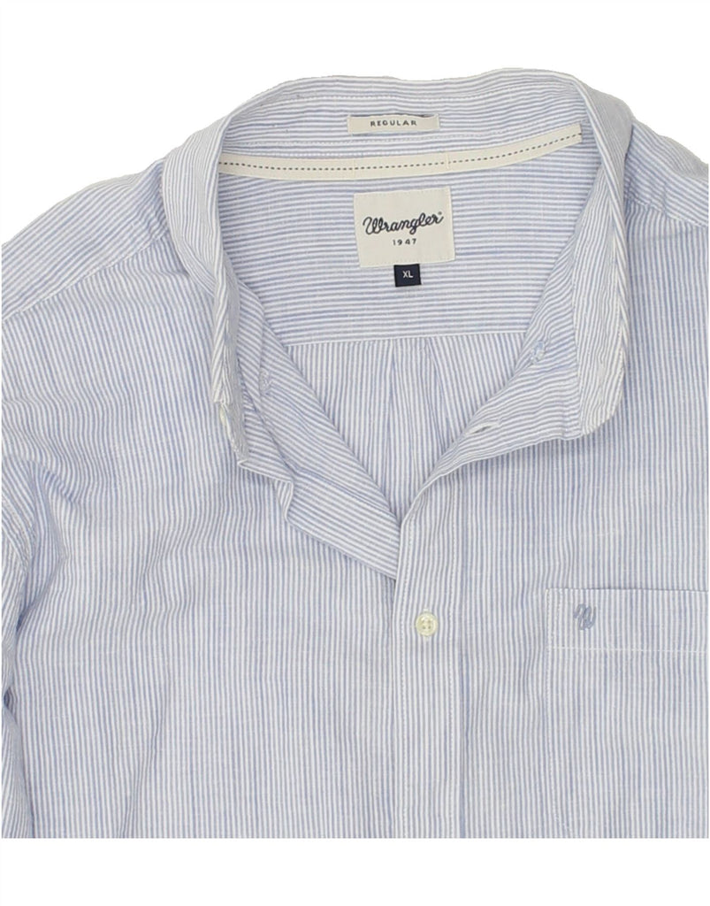 WRANGLER Mens Regular Fit Shirt XL Blue Pinstripe Cotton | Vintage Wrangler | Thrift | Second-Hand Wrangler | Used Clothing | Messina Hembry 