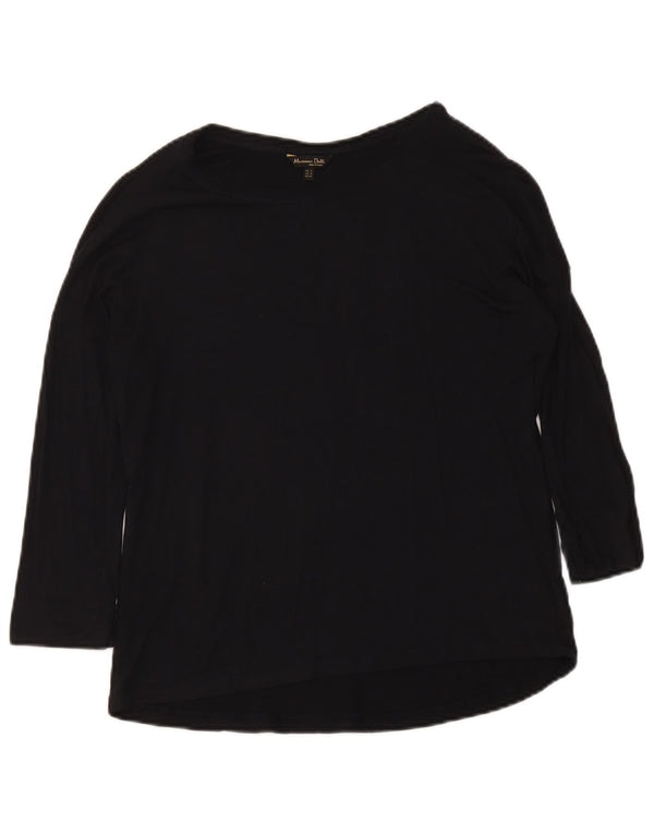 Massimo Dutti Womens Top 3/4 Sleeve UK 12 Medium Black