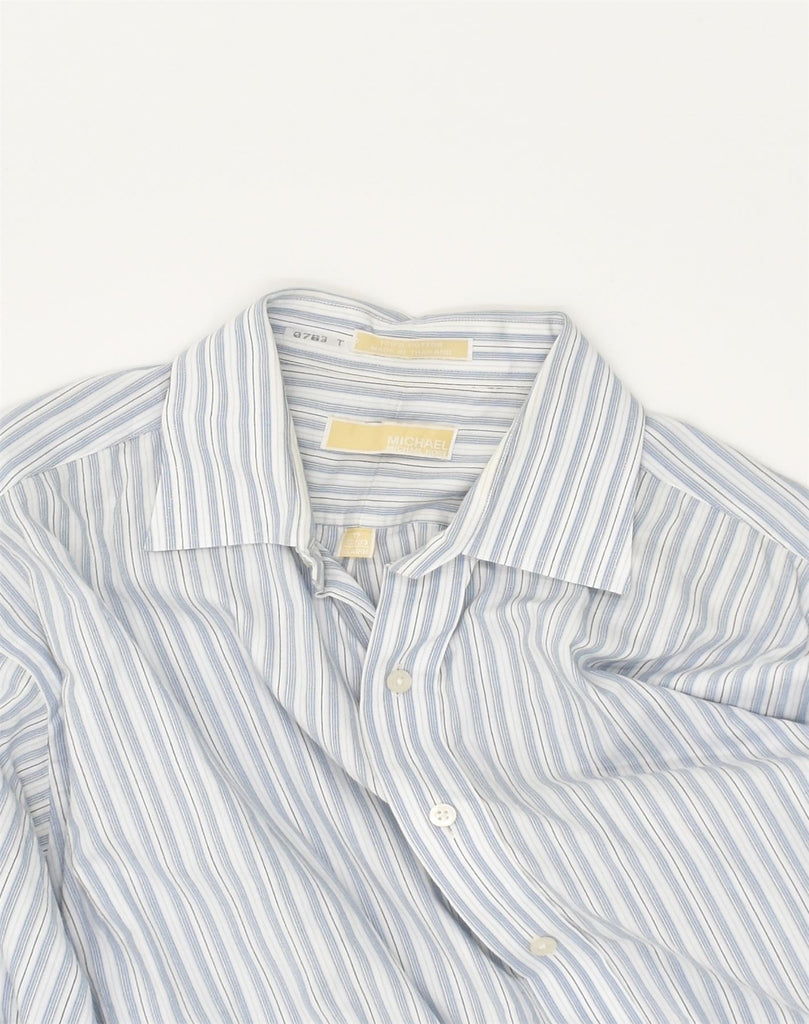 MICHAEL KORS Mens Shirt Size 17 XL Blue Striped Cotton | Vintage Michael Kors | Thrift | Second-Hand Michael Kors | Used Clothing | Messina Hembry 