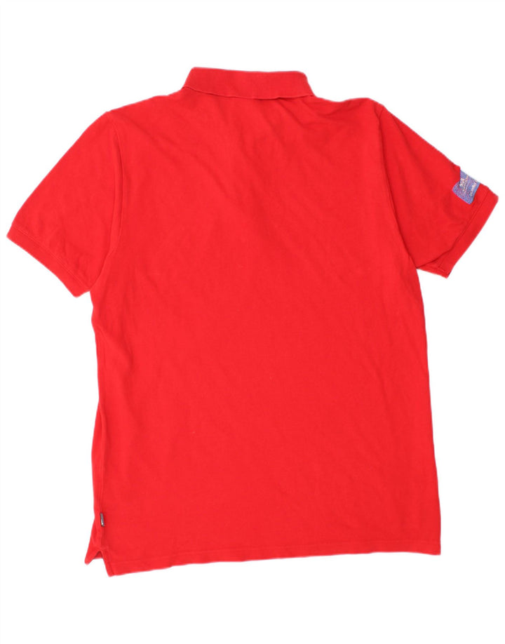 ADIDAS Mens Polo Shirt Large Red Cotton