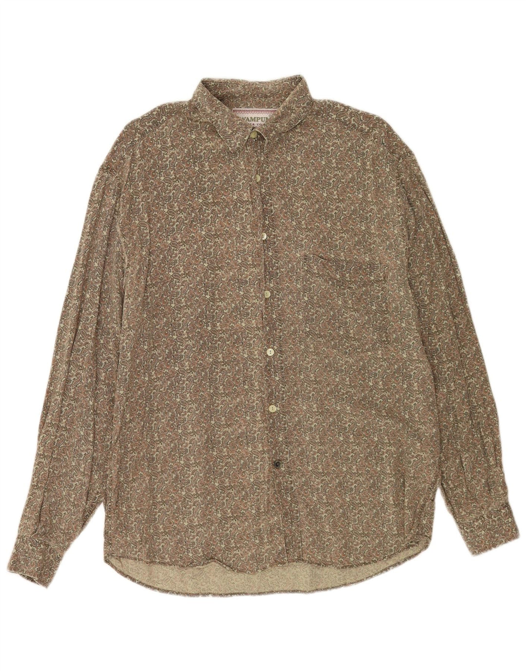 Wampum Mens Shirt Large Khaki Paisley