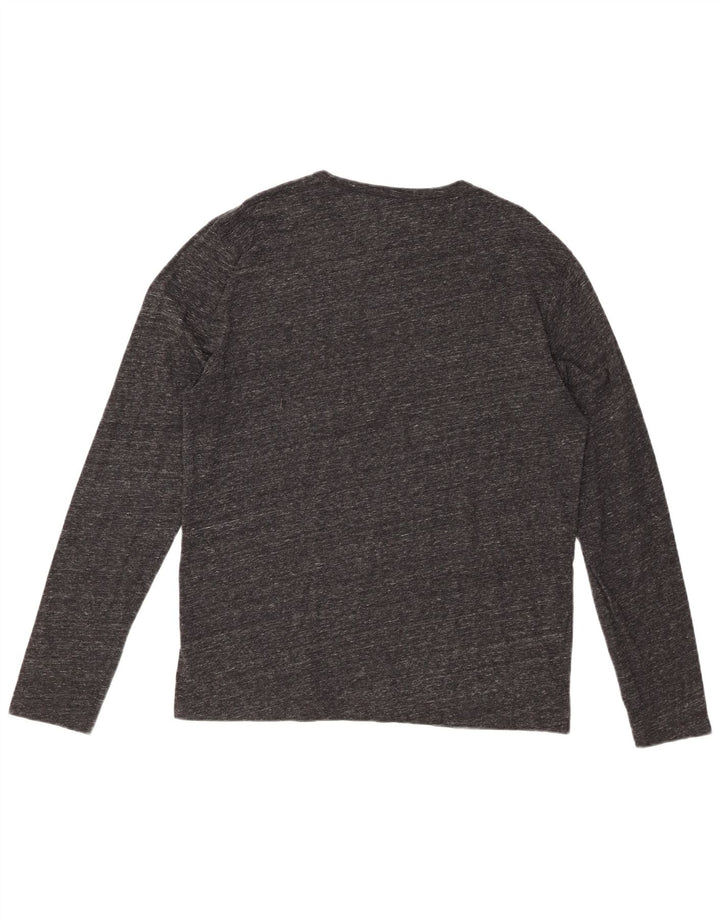 JACK WILLS Mens Top Long Sleeve Large Grey Flecked Cotton