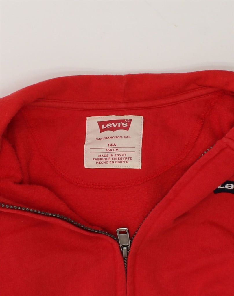 LEVI'S Boys Zip Hoodie Sweater 13-14 Years Red Cotton | Vintage Levi's | Thrift | Second-Hand Levi's | Used Clothing | Messina Hembry 