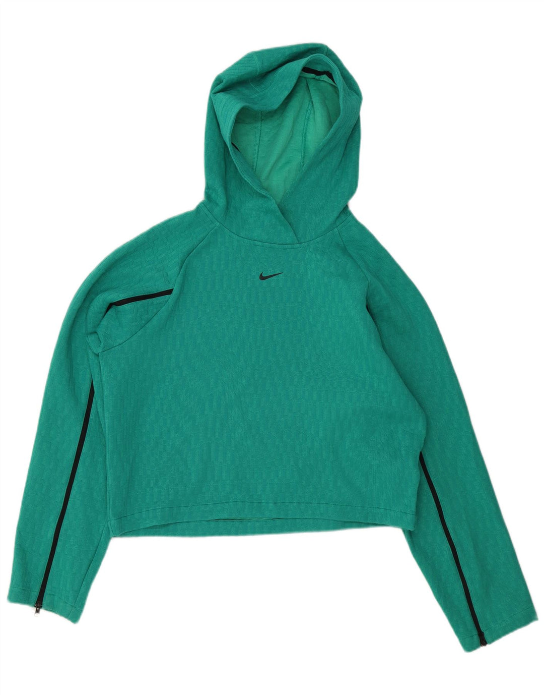 NIKE Womens Crop Oversized Hoodie Jumper UK 10 Small Green Polyester