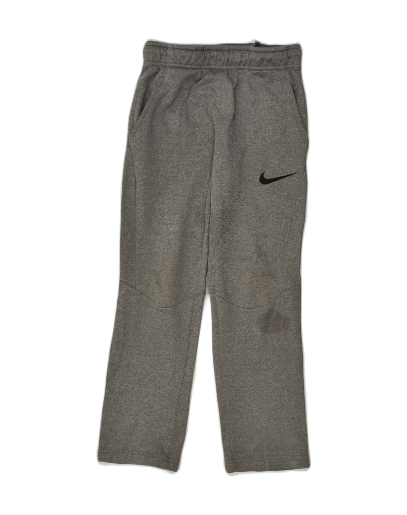 NIKE Boys Dri Fit Tracksuit Trousers 7-8 Years Medium Grey Polyester | Vintage Nike | Thrift | Second-Hand Nike | Used Clothing | Messina Hembry 