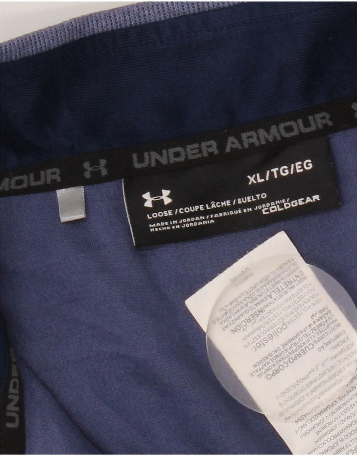 Under Armour Mens Zip Neck Pullover Tracksuit Top XL Navy Blue Polyester