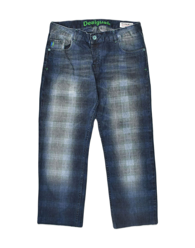 DESIGUAL Mens Straight Jeans W34 L27 Blue Check Cotton | Vintage | Thrift | Second-Hand | Used Clothing | Messina Hembry 