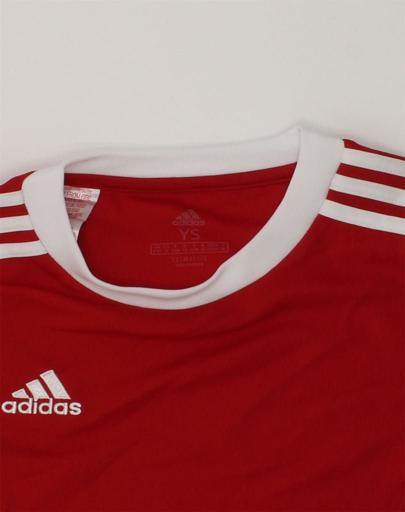 ADIDAS Boys Climalite T-Shirt Top 9-10 Years Red Polyester | Vintage Adidas | Thrift | Second-Hand Adidas | Used Clothing | Messina Hembry 