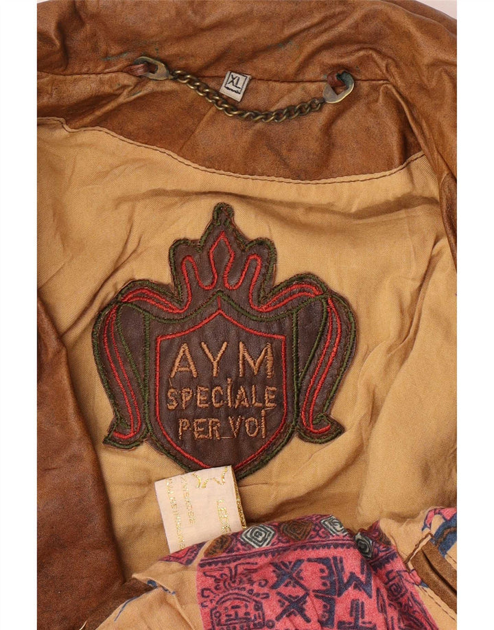 Vintage Womens Leather Jacket UK 18 XL Brown
