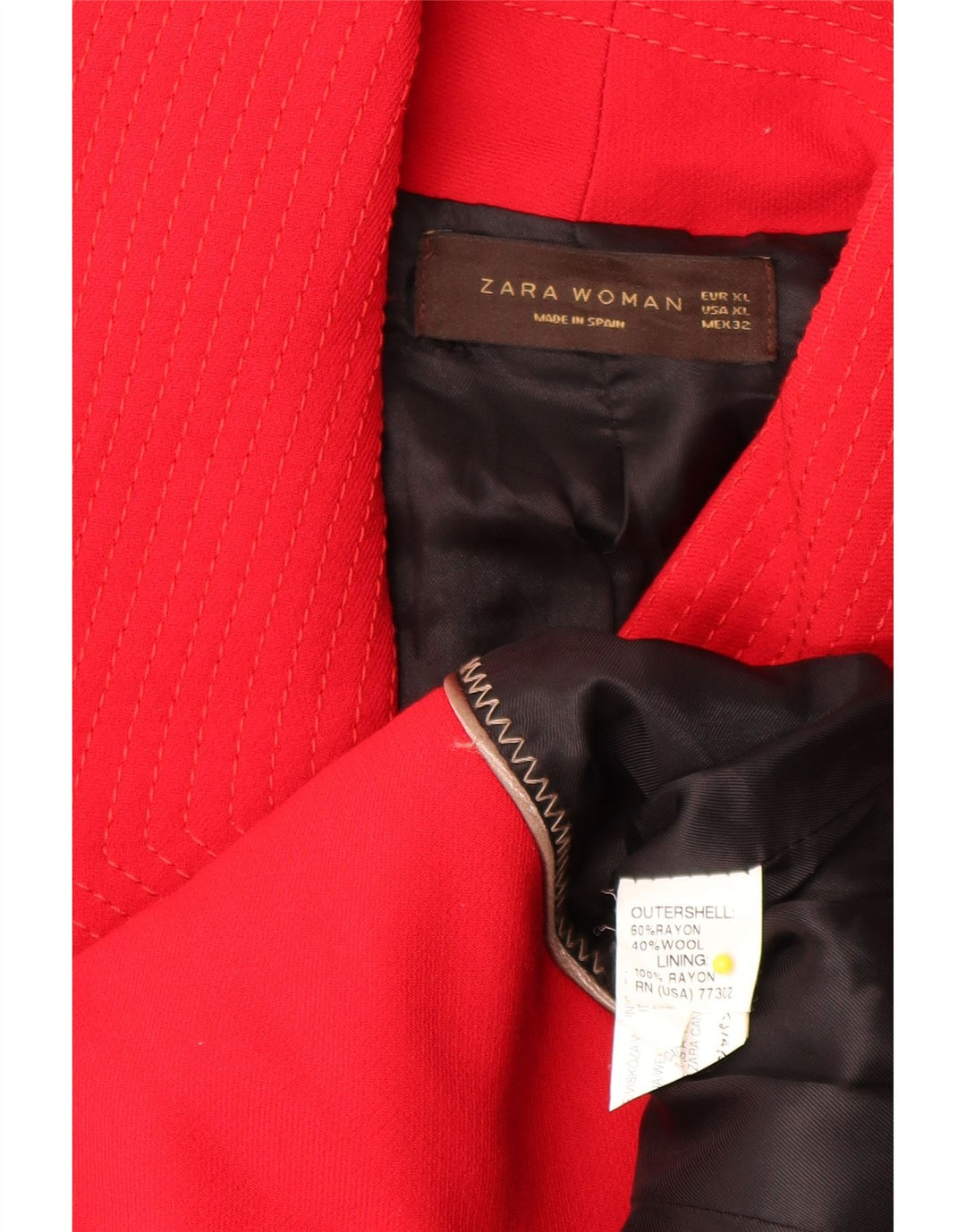 Zara Womens Short Overcoat UK 18 XL Red Rayon