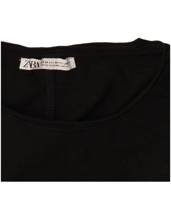 Zara Womens T-Shirt Top UK 12 Medium Black