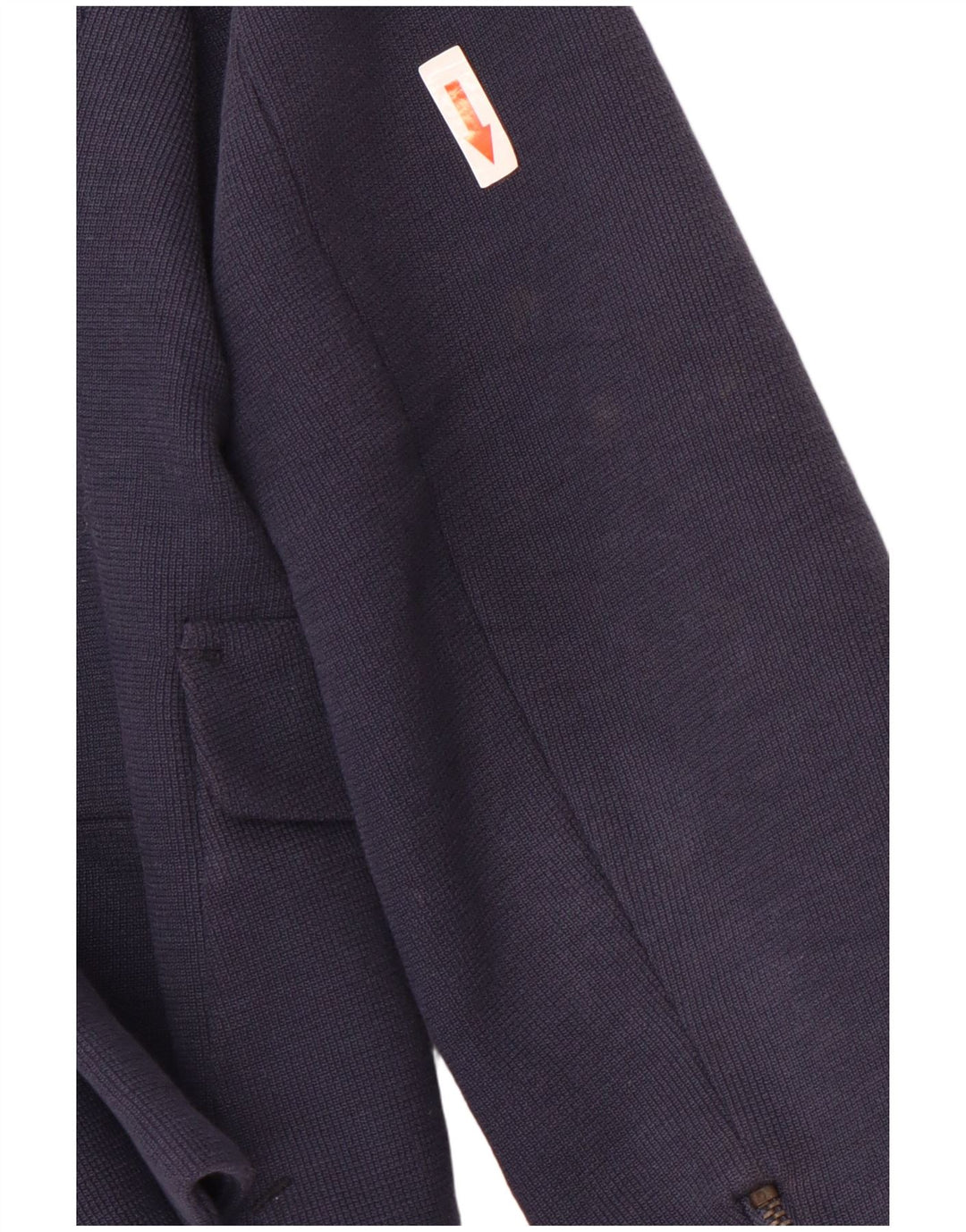 Zara Womens Crop 1 Button Blazer Jacket UK 14 Large Navy Blue Cotton