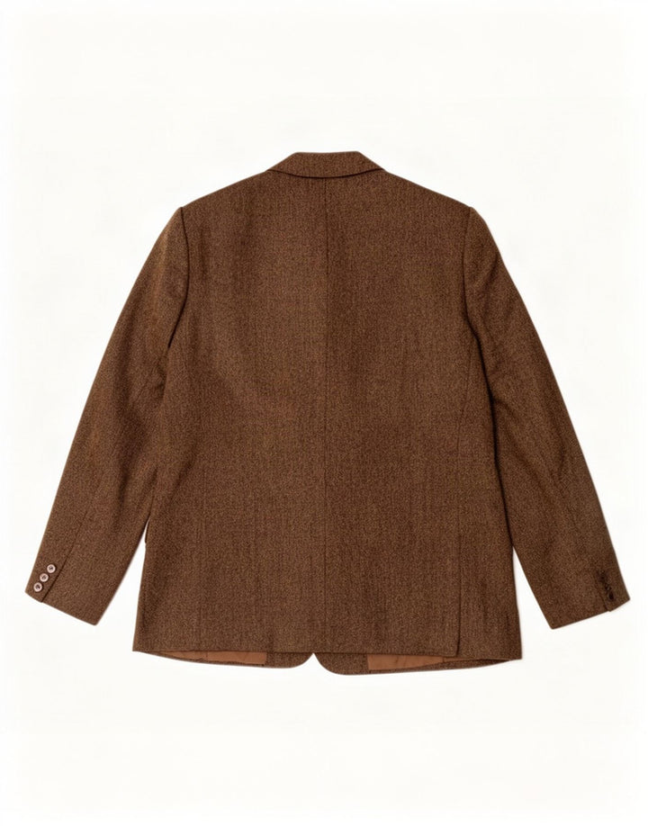 DAKS Womens 3 Button Blazer Jacket UK 18 XL Brown Flecked New Wool