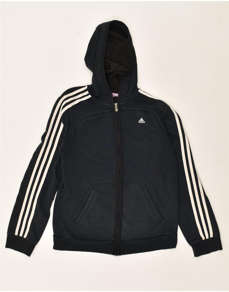 ADIDAS Womens Climalite Zip Hoodie Sweater UK 12/14 Medium Black Cotton | Vintage Adidas | Thrift | Second-Hand Adidas | Used Clothing | Messina Hembry 