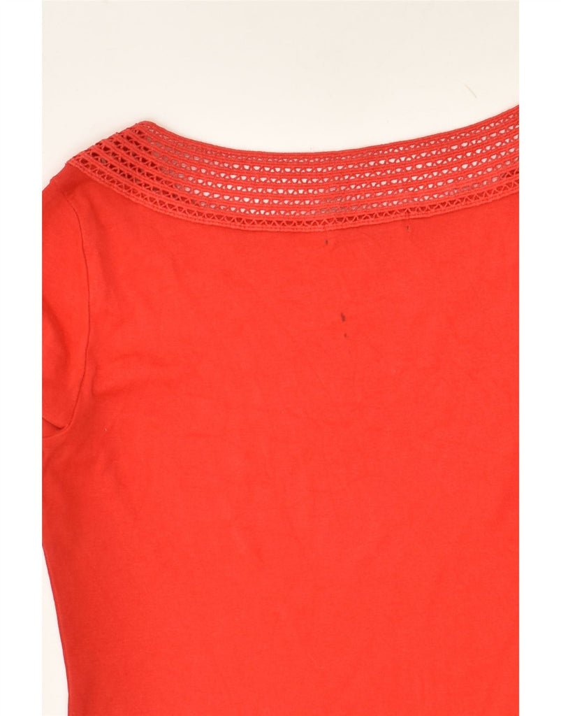 RALPH LAUREN Womens Top 3/4 Sleeve UK 14 Large Red Cotton | Vintage Ralph Lauren | Thrift | Second-Hand Ralph Lauren | Used Clothing | Messina Hembry 