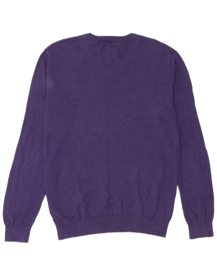 Jack Wills Mens V-Neck Jumper Sweater Medium Purple Cotton
