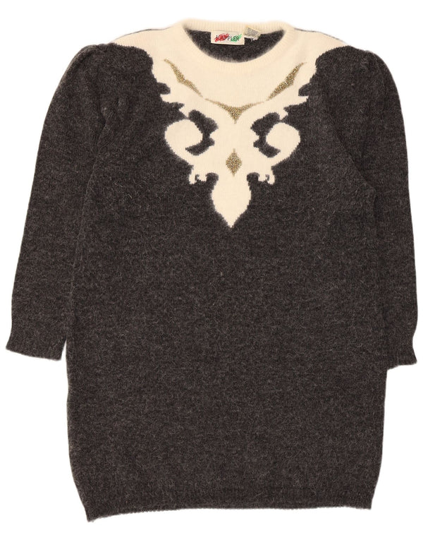 Kappler Womens Oversized Jumper Dress UK 10 Small Grey Colourblock Acrylic