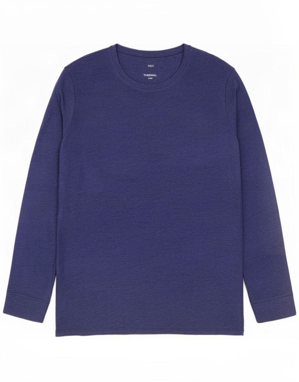 Marks & Spencer Mens Top Long Sleeve Large Navy Blue Acrylic