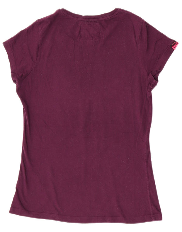 Superdry Womens Graphic T-Shirt Top UK 14 Large Purple Cotton