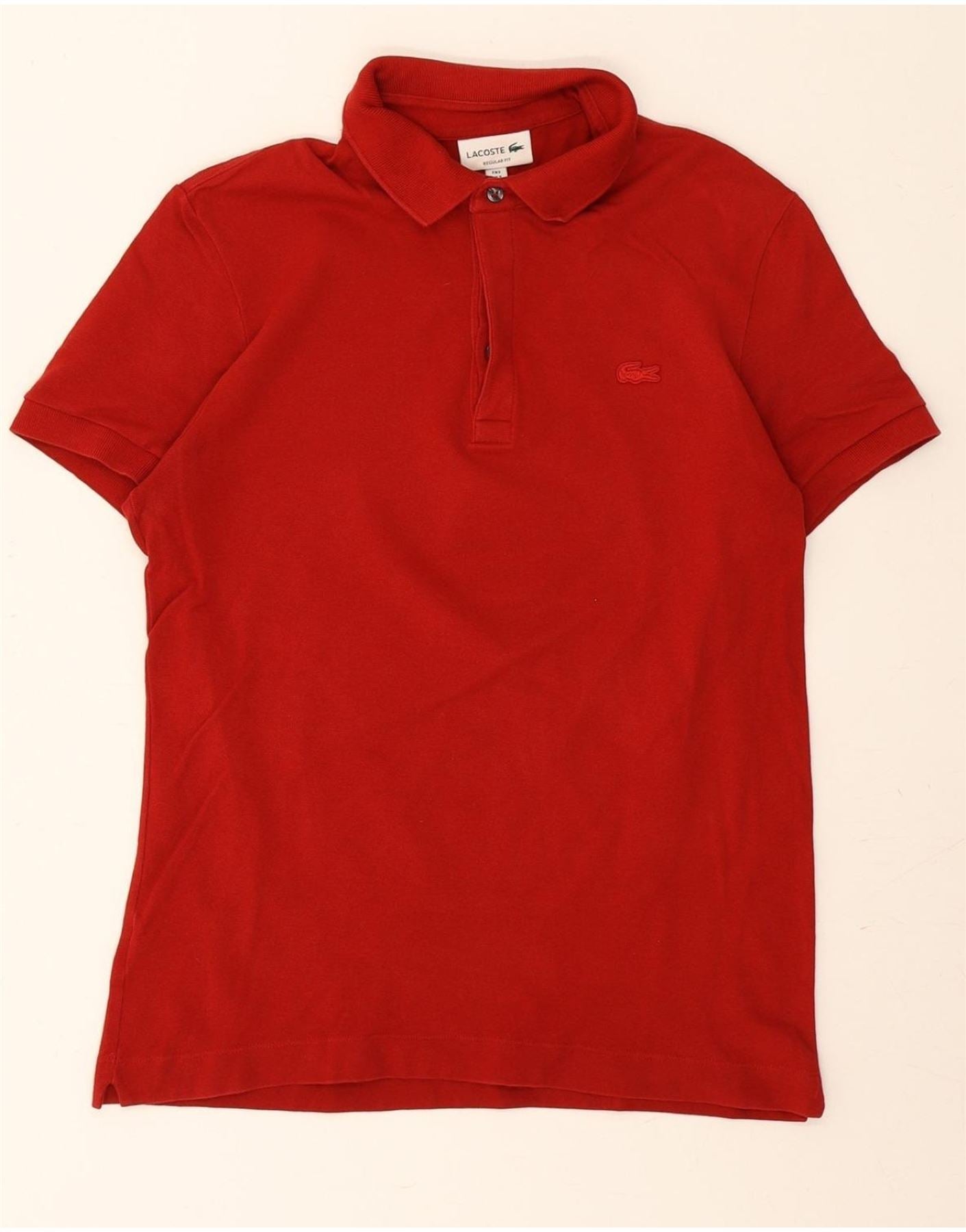 LACOSTE Mens Regular Fit Polo Shirt Size Small Red Cotton