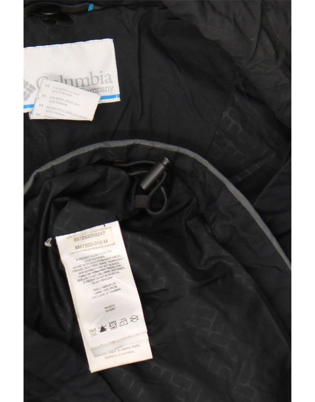 Columbia Mens Hooded Windbreaker Jacket UK 14 Medium Black Colourblock