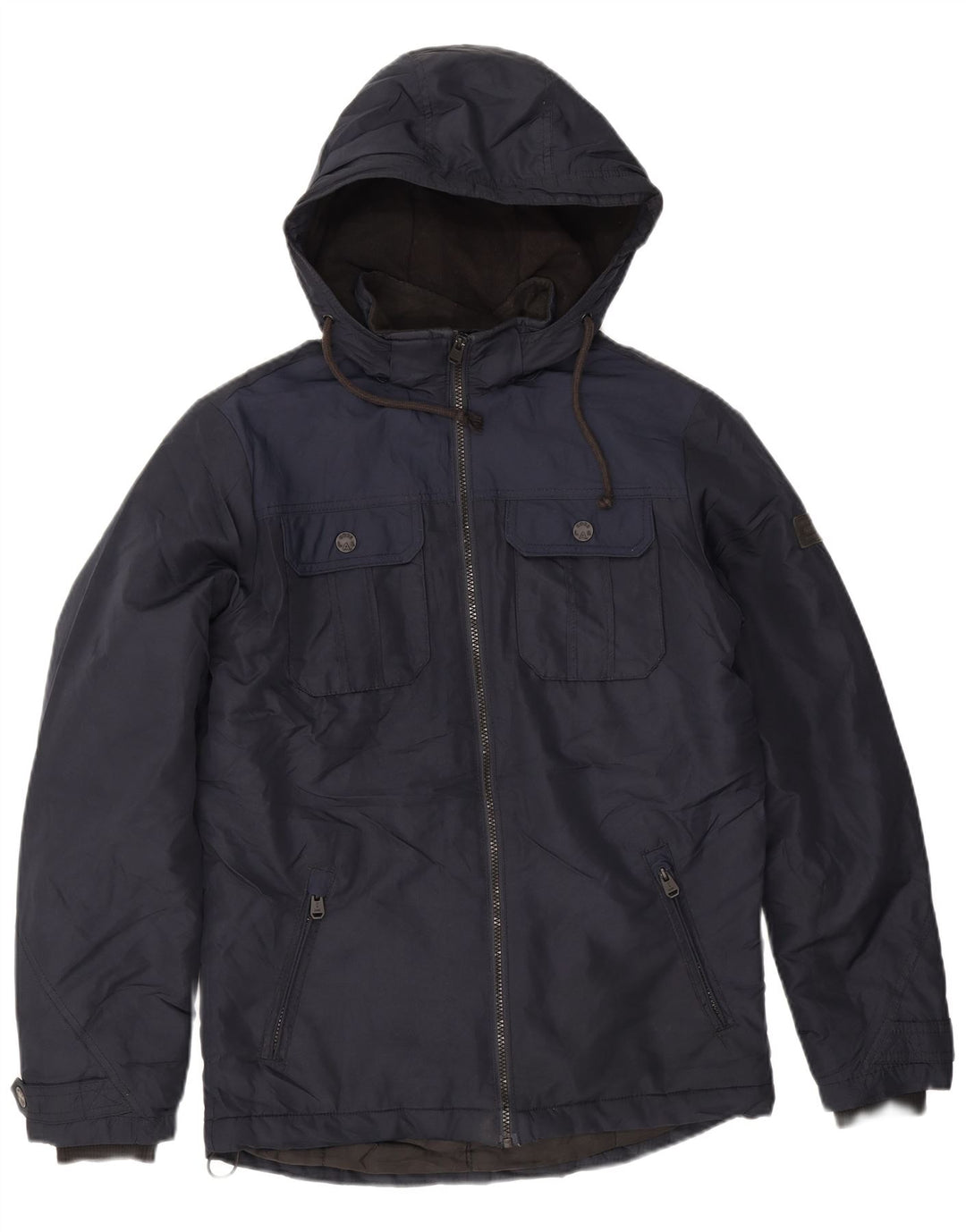 Jack & Jones Mens Hooded Utility Jacket UK 36 Small Navy Blue Polyester