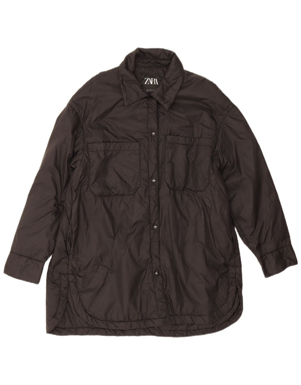 Zara Womens Windbreaker Coat UK 14 Medium Black Polyester